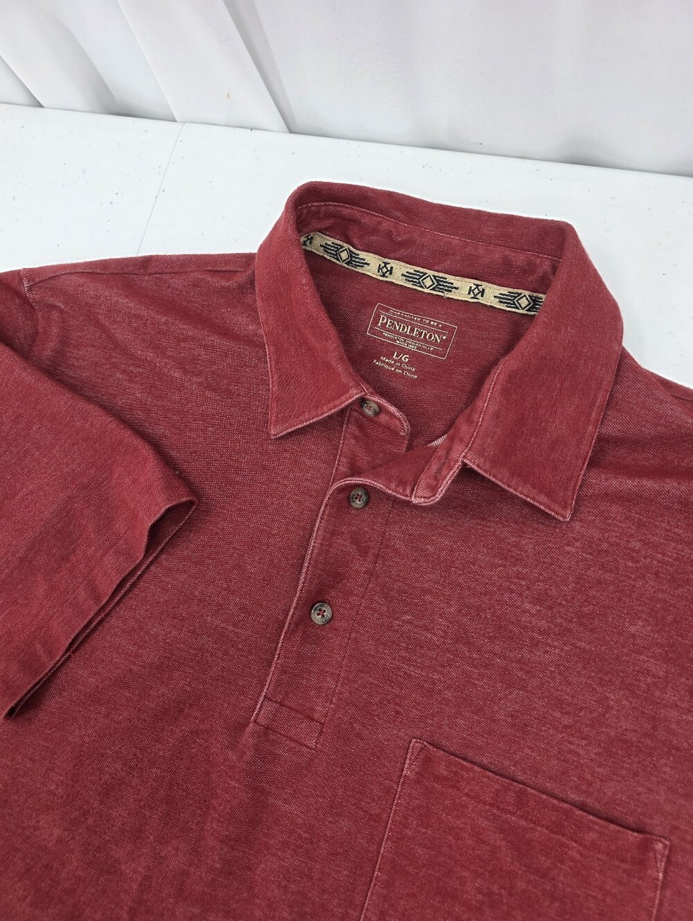 Pendleton Men's Polo Shirt Large Red Iridescent Color Stretch Pique Cotton Poly.